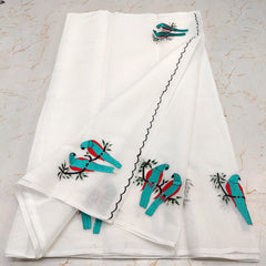 Wholesale Quantity Kota Doria Cotton Mix Embroidered Saree - Warm Peach Colour Order Sample