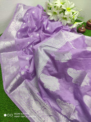 Bulk Quantity Semi Chiffon Georgette Silk Saree with Silver Zari Work and Blouse