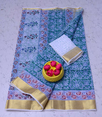 Bulk Quantity Kota Doria Pure Cotton Hand Block Printed Saree Order Sample