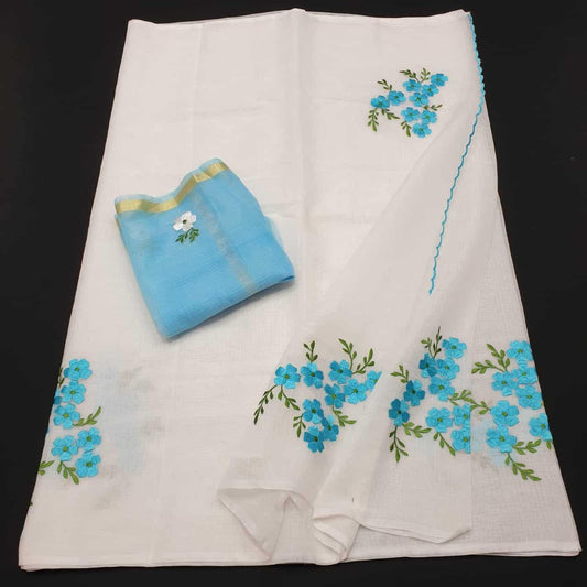 Wholesale Quantity Embroidered Work Kota Doria Cotton Sarees