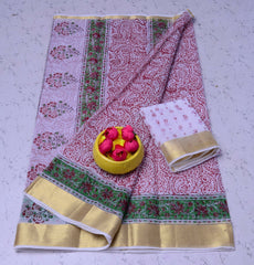 Bulk Quantity Kota Doria Pure Cotton Hand Block Printed Saree Order Sample