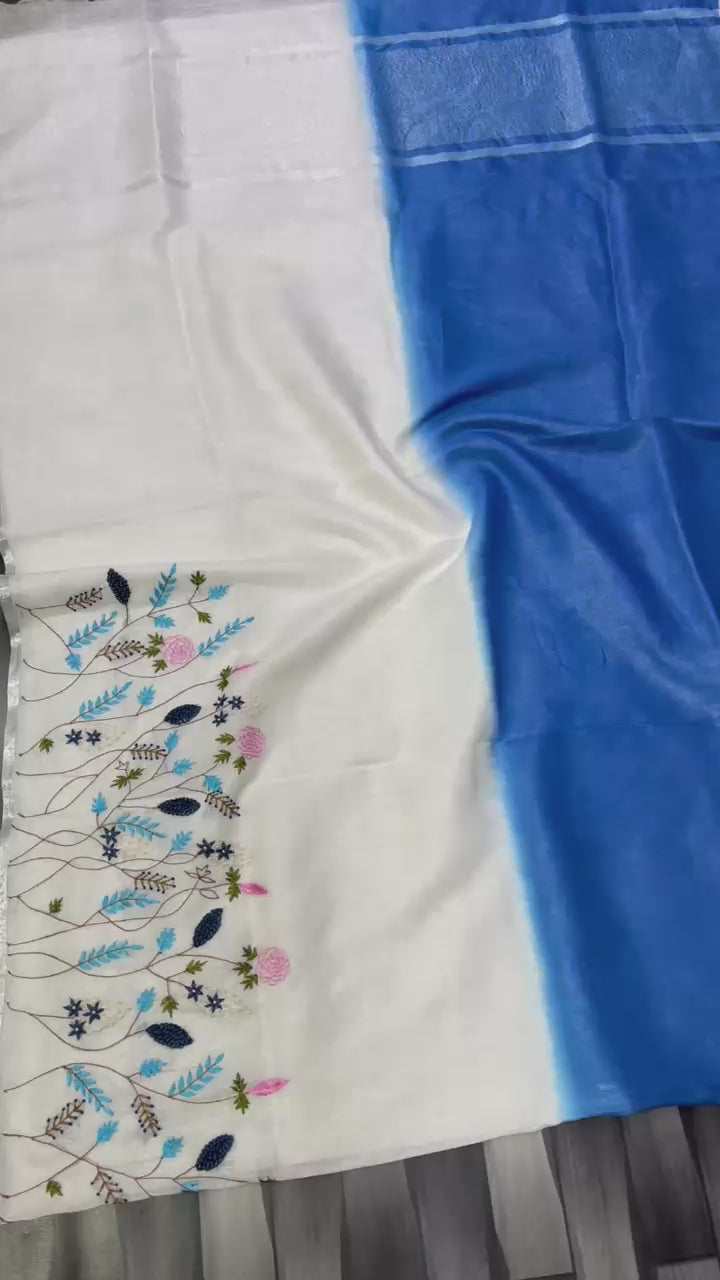 Bulk Quantity Double Color Pure Linen Saree