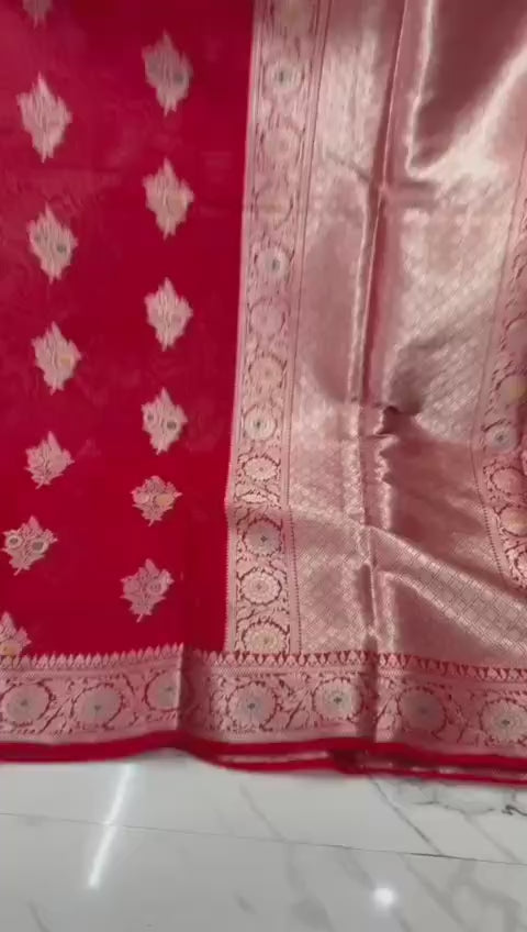 Bulk Price Banarasi Soft Semi Katan Silk Saree with Zari Buti Work