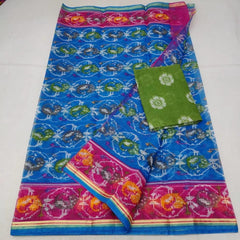 Wholesale Price Pure Cotton Screen Printed Kota Doria Saree Order Sample