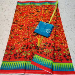 Wholesale Price Pure Cotton Screen Printed Kota Doria Saree Order Sample