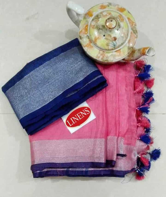 Wholesale Quantity Pure Linen Saree 140 Thread Count