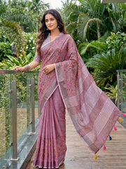 Wholesale Price Premium Linen Embroidered Saree with Running Unstitched Blouse Piece Order Sample