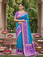 Wholesale Price  Pochampalli Soft Silk Saree with Grand Ikat Woven Pallu & Running Blouse Piece