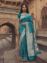Wholesale Price Art Silk Banarasi Zari Woven Saree with Running Unstitched Blouse Piece