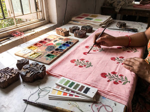 Hand-painted saree fabric for boutique customisation